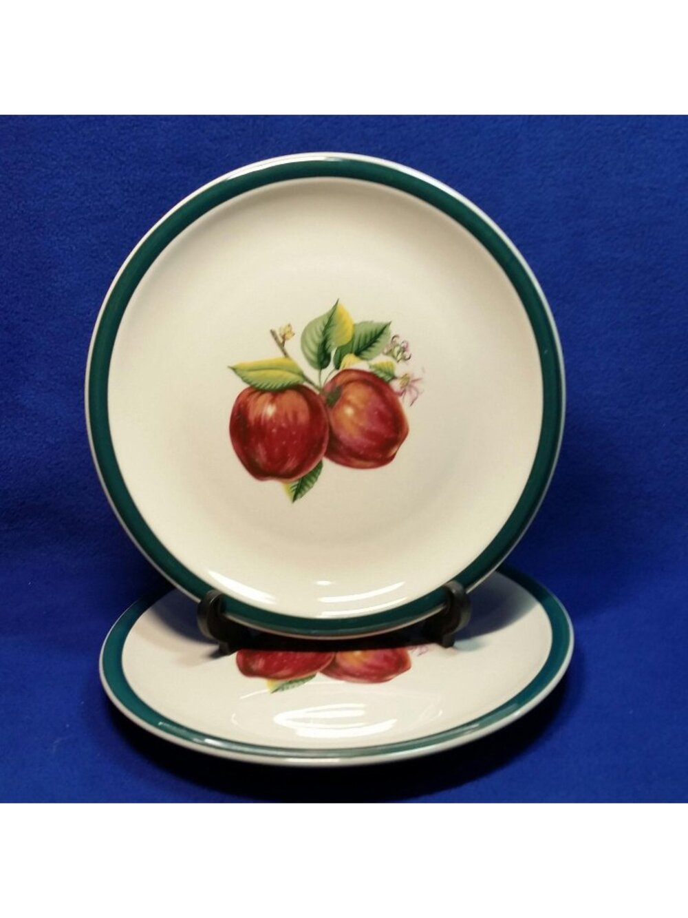 Casuals Apple 10" Dinner Plates By China Pearl Apples and Pink Blossoms Set of 2